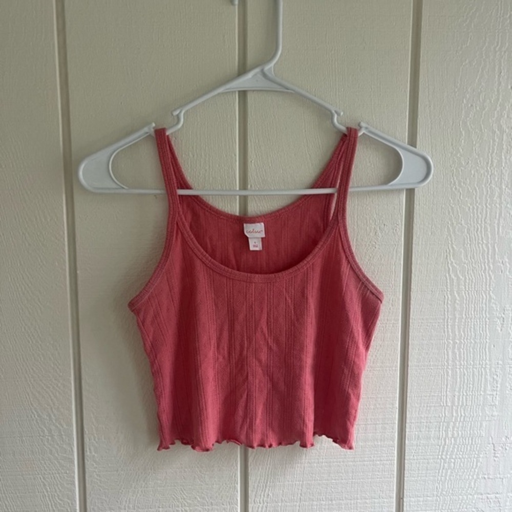 Colsie Pink Ribbed Crop Tank Top